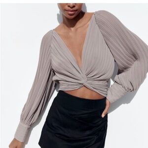 Zara Pleated Crop Blouse